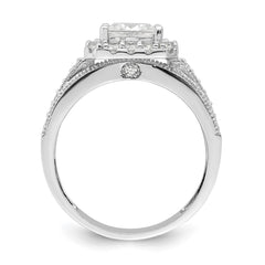 Sterling Silver Rhodium plated CZ 3 piece Bridal Ring Set - 2