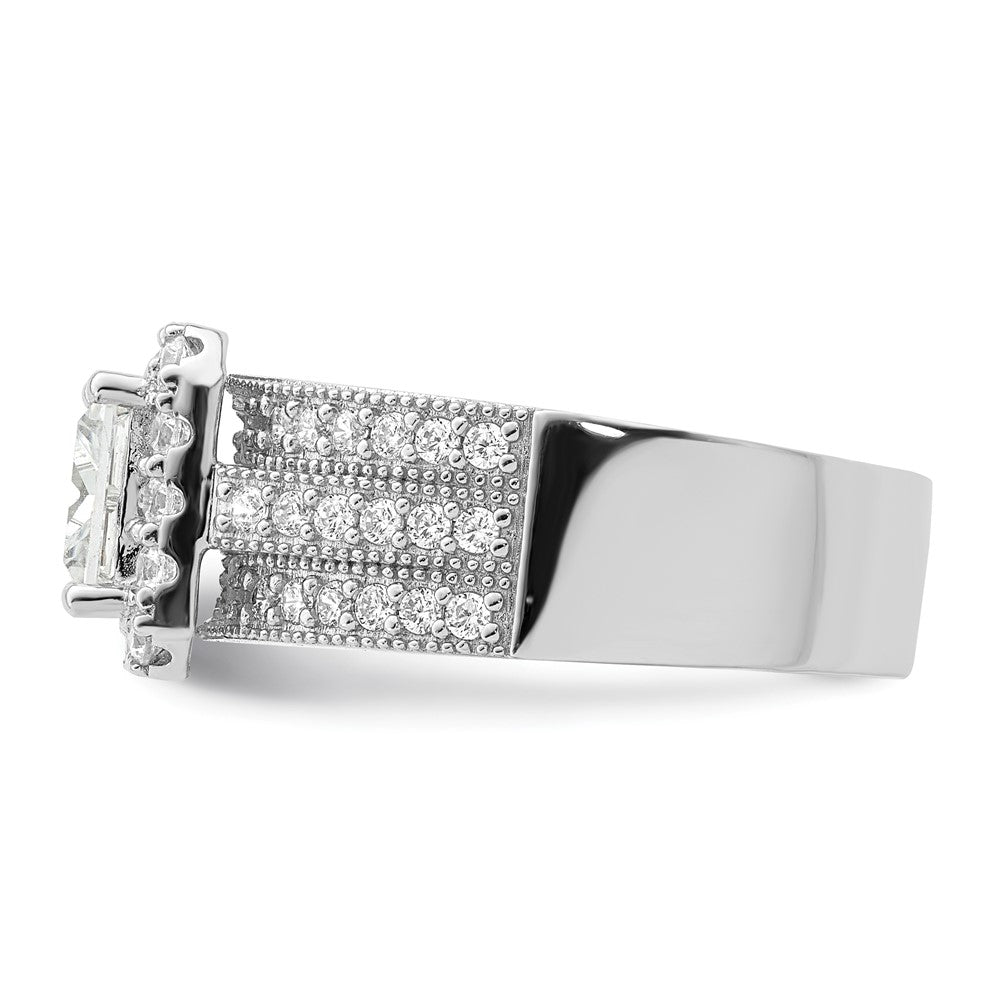 Sterling Silver Rhodium plated CZ 3 piece Bridal Ring Set - 3