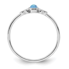 Sterling Silver Rhodium-plated Polished Lab Created Blue Opal Ring - 2