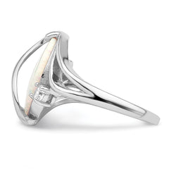Sterling Silver Rhodium-plated White Created Opal & CZ Twist Ring - 2