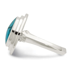 Sterling Silver Polished Round Imitation Turquoise Ring - 3