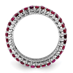 Sterling Silver Rhodium-plated Polished Pink & White CZ 3 Ring Set - 3