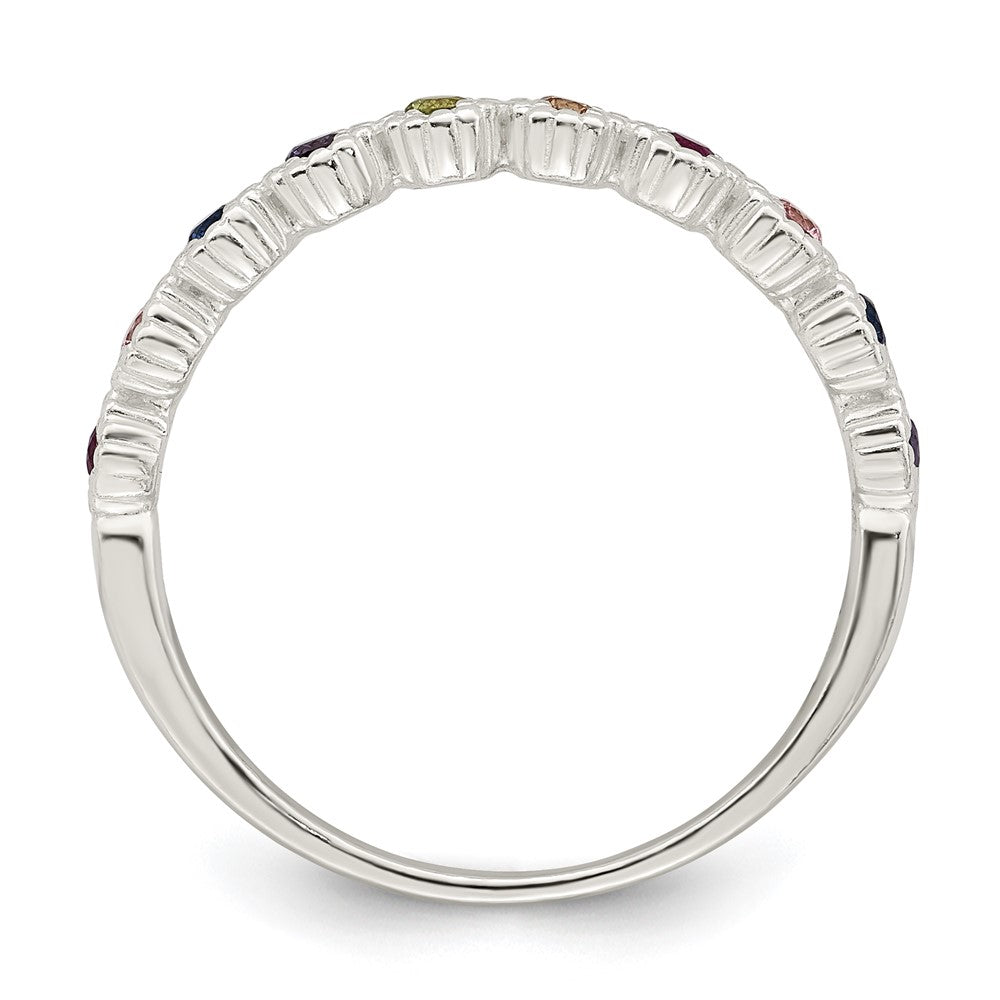 Sterling Silver Polished Rainbow CZ Ring - 3