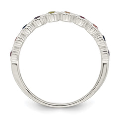 Sterling Silver Polished Rainbow CZ Ring - 3