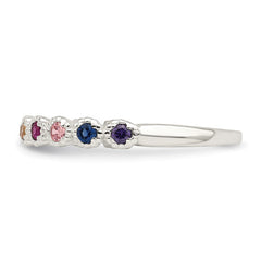 Sterling Silver Polished Rainbow CZ Ring - 3