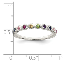 Sterling Silver Polished Rainbow CZ Ring - 3