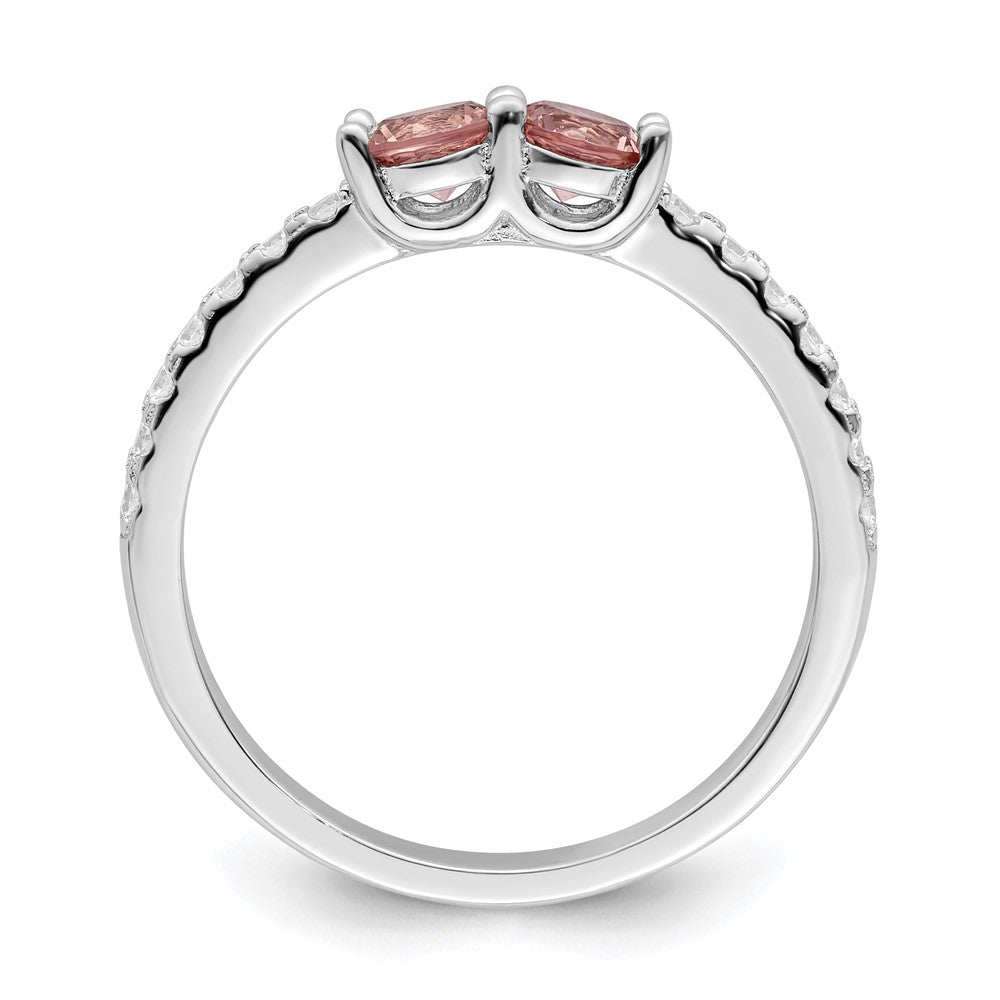 Sterling Silver Rhodium-plated Pink CZ Ring - 3