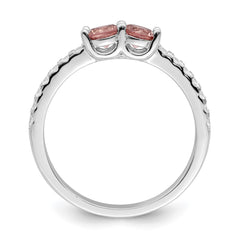 Sterling Silver Rhodium-plated Pink CZ Ring - 3