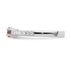 Sterling Silver Rhodium-plated Pink CZ Ring - 3
