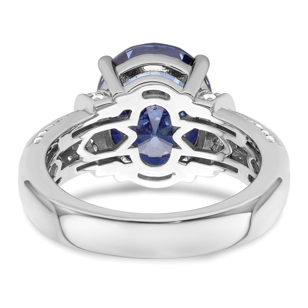 Sterling Silver Rhodium plated Blue & White CZ Ring - 3