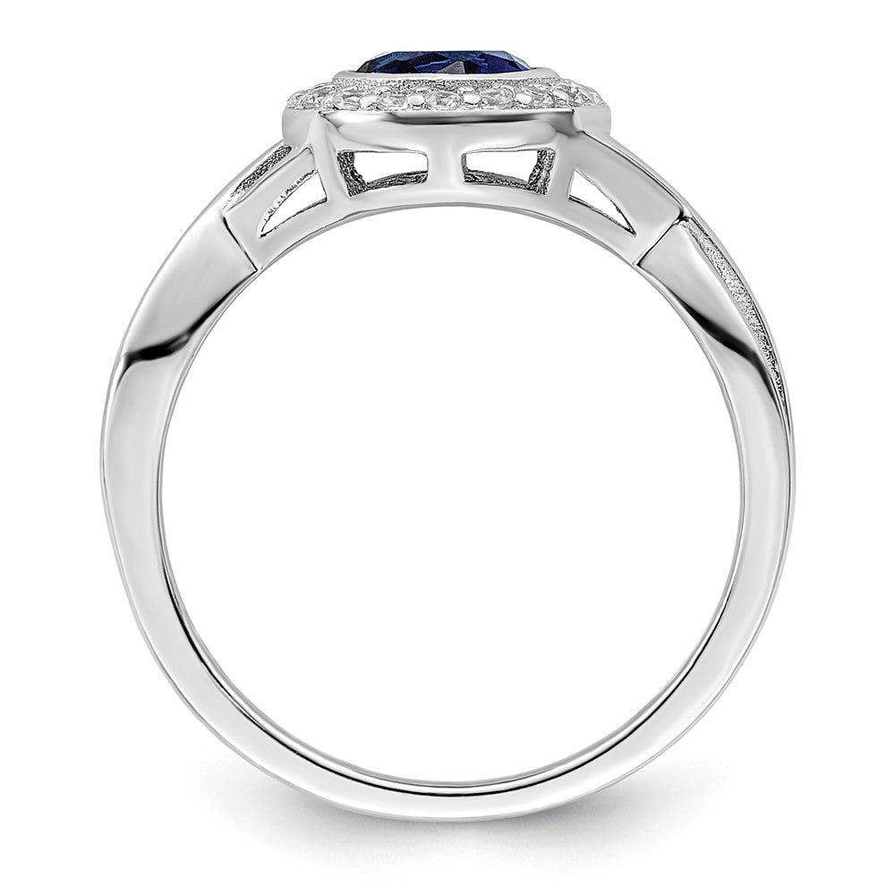 Sterling Silver Rhodium-plated CZ and Glass Stone Ring - 3