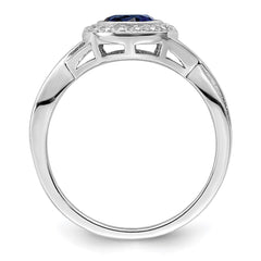 Sterling Silver Rhodium-plated CZ and Glass Stone Ring - 2