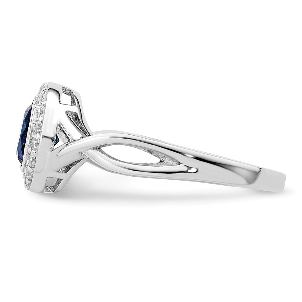 Sterling Silver Rhodium-plated CZ and Glass Stone Ring - 2
