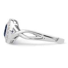 Sterling Silver Rhodium-plated CZ and Glass Stone Ring - 2