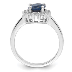 Sterling Silver Polished Rhodium-plated Blue and Clear CZ Ring - 2