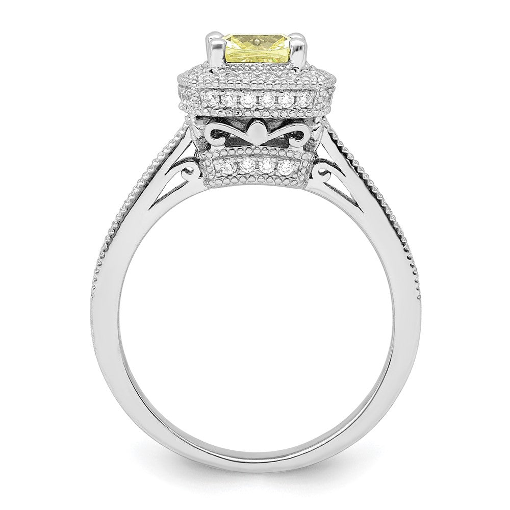 Sterling Silver Rhodium plated White and Yellow CZ Ring - 3