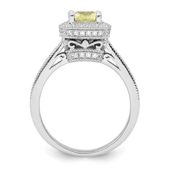 Sterling Silver Rhodium plated White and Yellow CZ Ring - 3