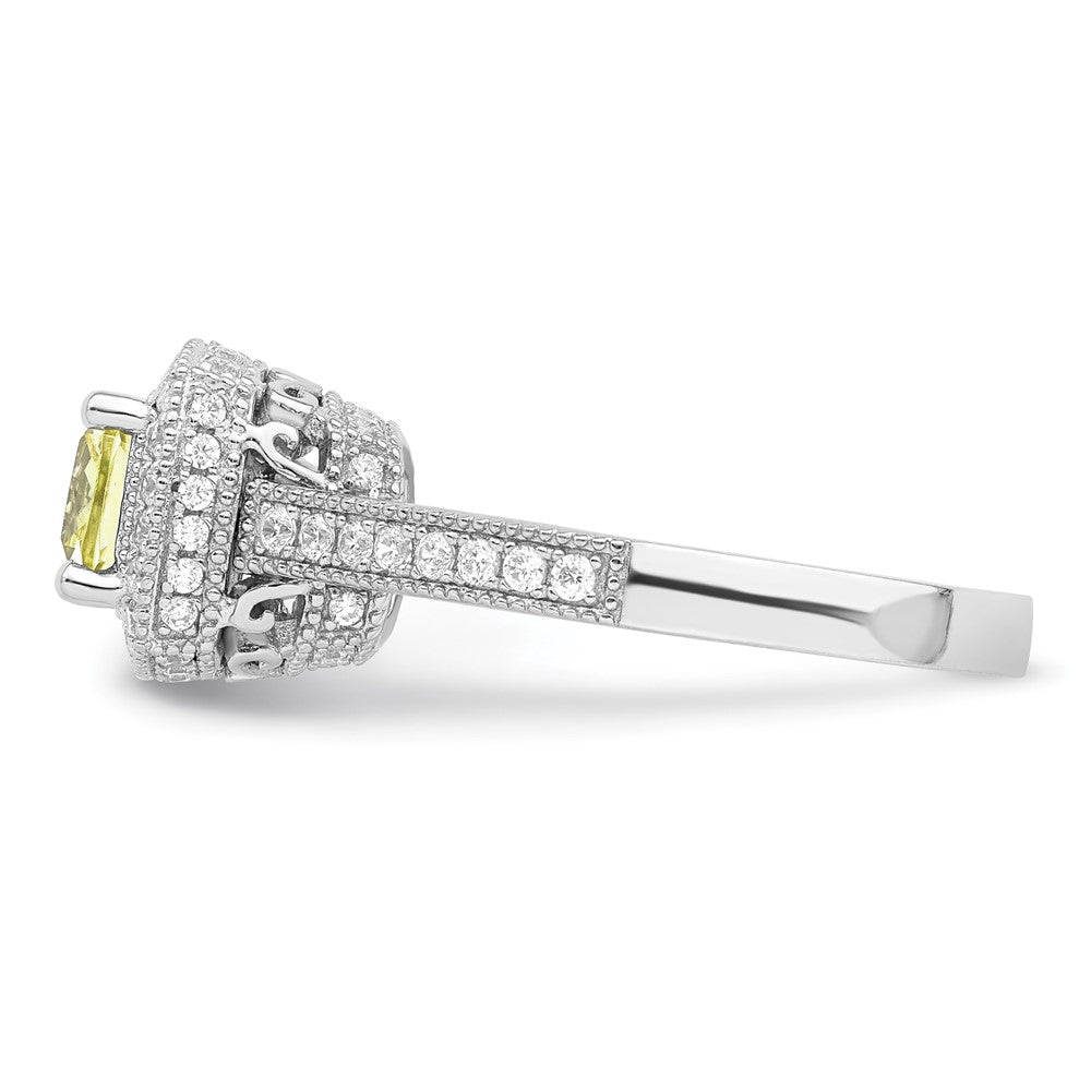Sterling Silver Rhodium plated White and Yellow CZ Ring - 3