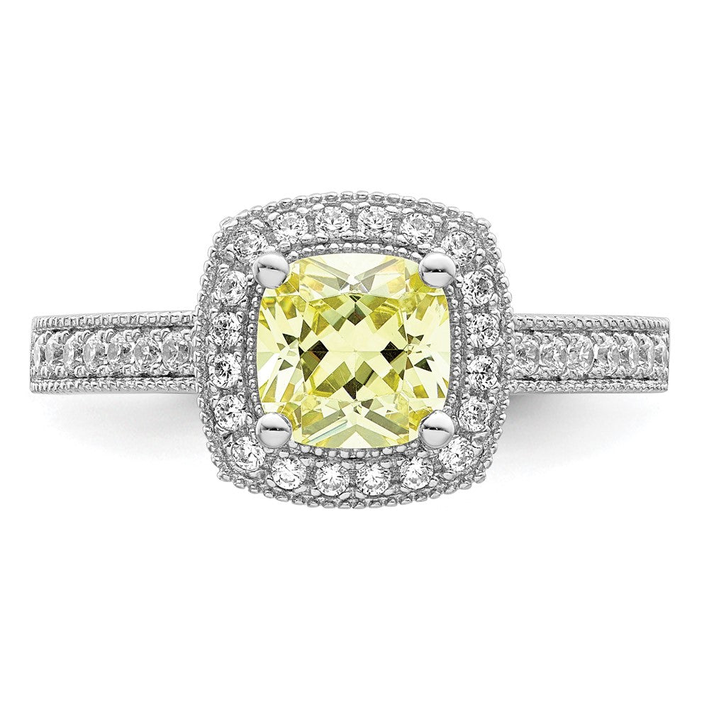 Sterling Silver Rhodium plated White and Yellow CZ Ring - 3