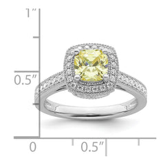 Sterling Silver Rhodium plated White and Yellow CZ Ring - 3