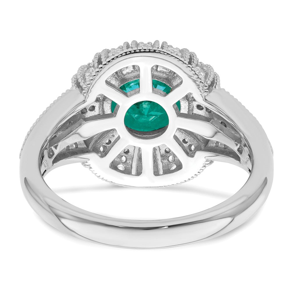 Sterling Silver Rhodium-plated Clear and Teal CZ Vintage Style Ring - 3