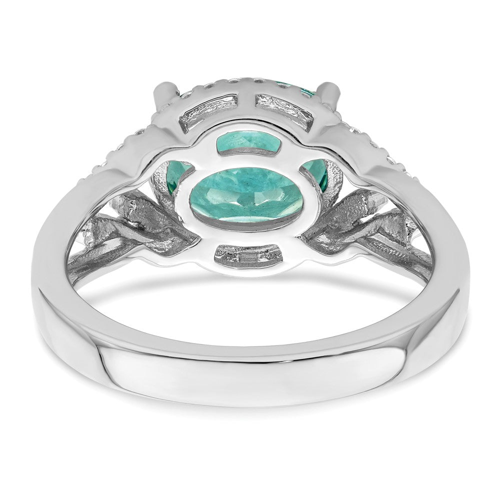 Sterling Silver Rhodium plated Green and White CZ Ring - 3