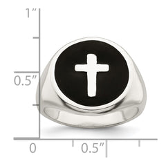 Sterling Silver Rhodium-plated Enameled Cross Ring - 2