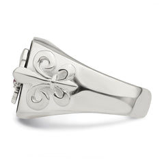 Sterling Silver .03Ruby/Black Agate Fleur de Lis Ring - 3