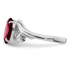 Sterling Silver Rhodium-plated Garnet Ring - 22