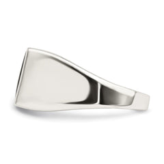 Sterling Silver Black Enameled and CZ Mens Ring - 2