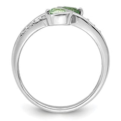 SS Rhod-plated .6t.w. Green Quartz & White Topaz Swirl Ring - 2
