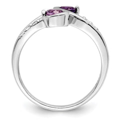SterlingSilver Rhod-plated .6t.w. Amethyst & White Topaz Swirl Ring - 2