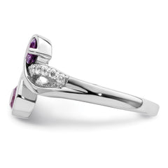 SterlingSilver Rhod-plated .6t.w. Amethyst & White Topaz Swirl Ring - 2