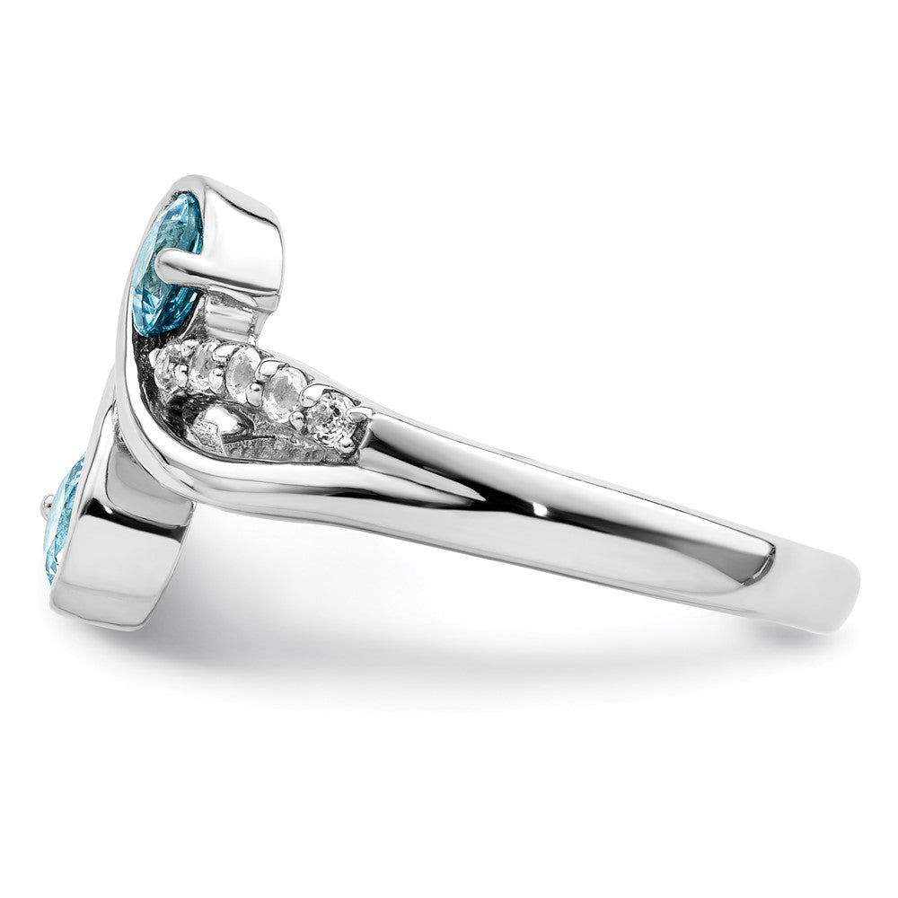 Sterling Silver Rhod-plated .8t.w. LSBT/White Topaz Swirl Ring - 3