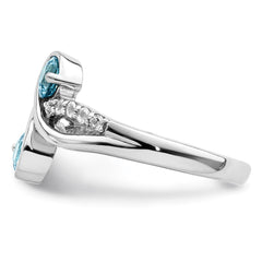 Sterling Silver Rhod-plated .8t.w. LSBT/White Topaz Swirl Ring - 3