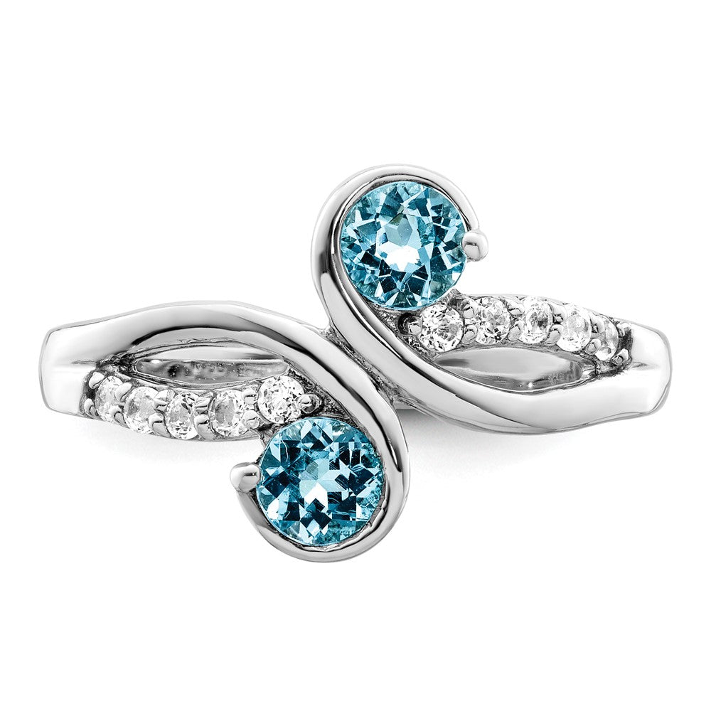 Sterling Silver Rhod-plated .8t.w. LSBT/White Topaz Swirl Ring - 3