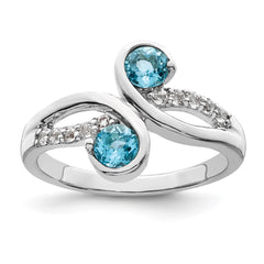 Sterling Silver Rhod-plated .8t.w. LSBT/White Topaz Swirl Ring - 2