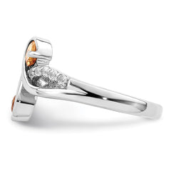 Sterling Silver Rhod-plated .60t.w. Citrine & White Topaz Swirl Ring - 3