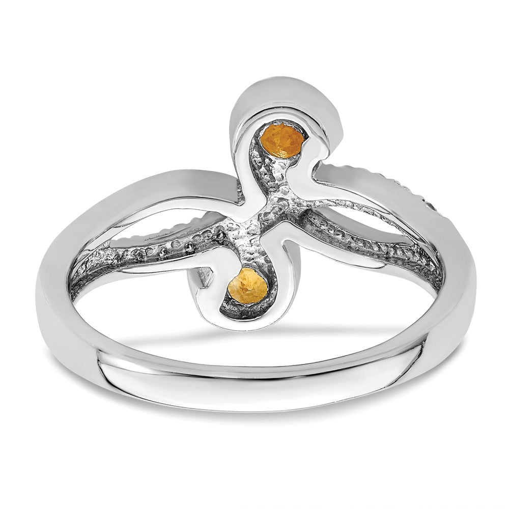 Sterling Silver Rhod-plated .60t.w. Citrine & White Topaz Swirl Ring - 3
