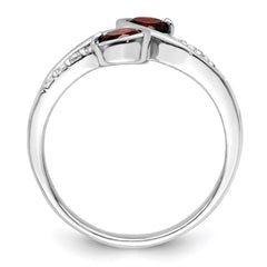 Sterling Silver Rhod-plated .8t.w. Garnet & White Topaz Swirl Ring - 3