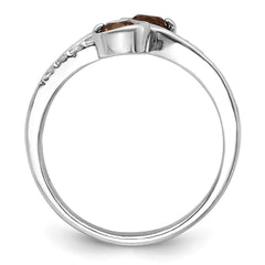 SS Rhod-plated .6t.w. Smoky Quartz & White Topaz Swirl Ring - 3