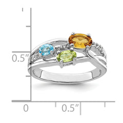 Sterling Silver RH-plated 1.09t.w. CI/PE/LSBT/WT Ring - 3