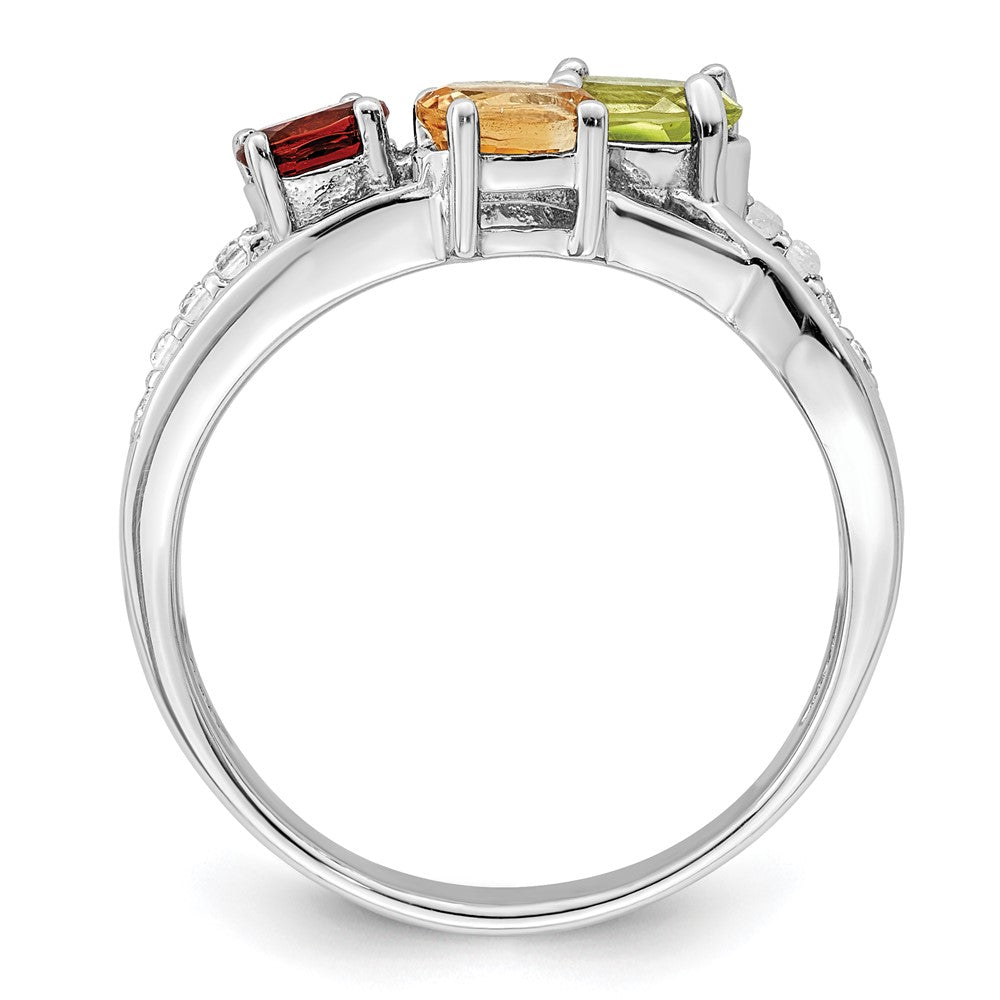 Sterling Silver RH-plated 1.08t.w. PE/CI/GA/WT Ring - 2