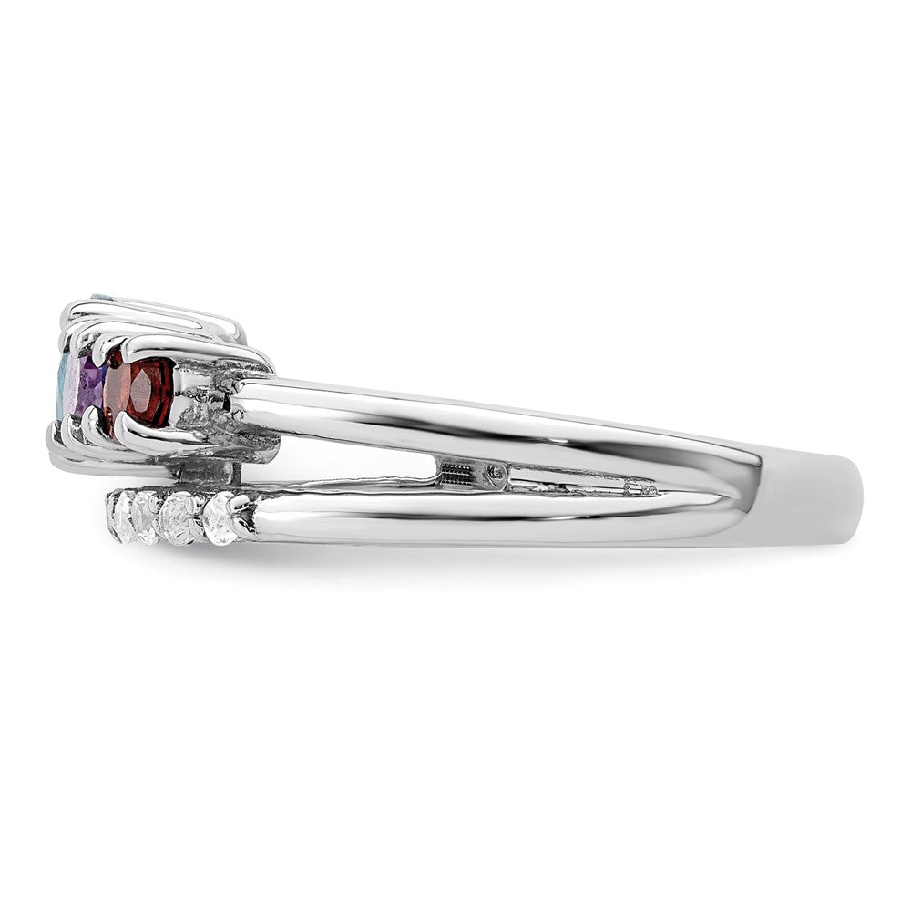 Sterling Silver RH-plated 1.12t.w. LSBT/AM/GA/WT Ring - 3