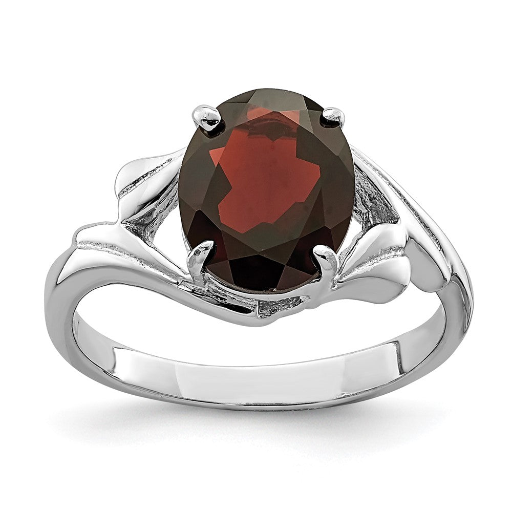 Sterling Silver Rhodium-plated Garnet Ring - 28