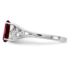 Sterling Silver Rhodium-plated Garnet Ring - 13