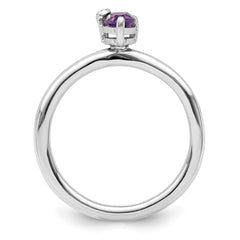 Sterling Silver Rhodium-plated Polished Pear Amethyst & White Topaz Ring - 3