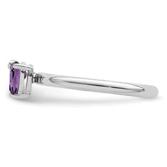 Sterling Silver Rhodium-plated Polished Pear Amethyst & White Topaz Ring - 2
