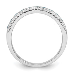 Sterling Silver Rhodium plated Aqua & White CZ Band