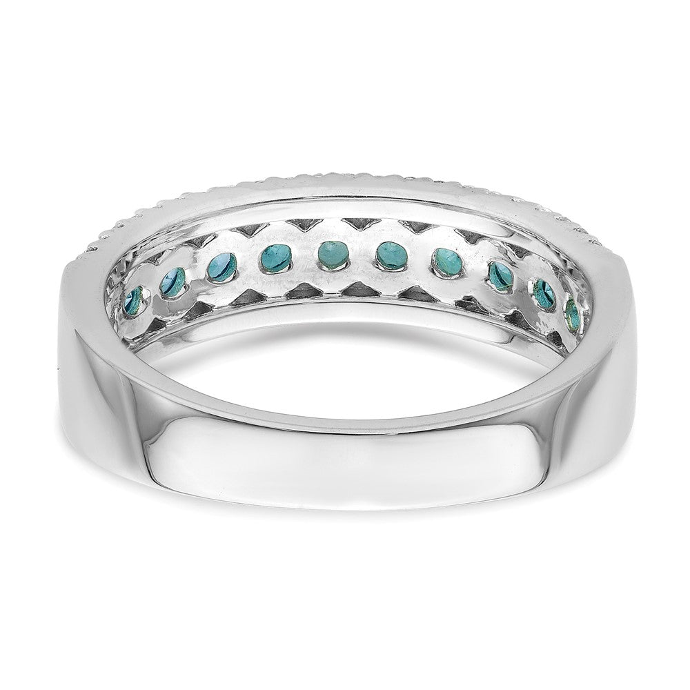 Sterling Silver Rhodium plated Aqua & White CZ Band - 3